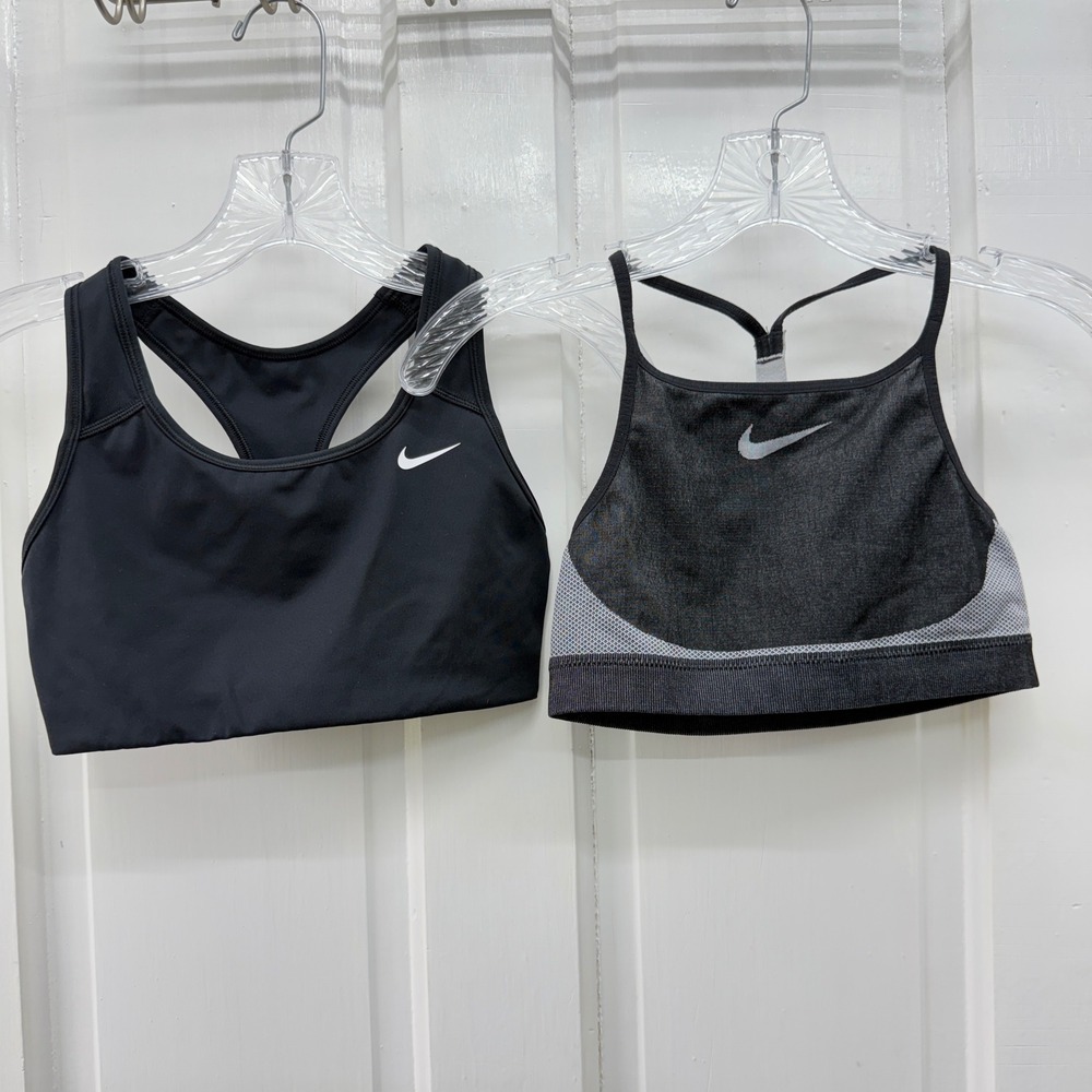2 Nike Sports Bras Black Grey Dri-FIT Racerback Womens Small